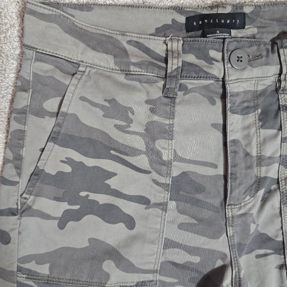 Sanctuary Gray Camouflage Military High-rise Trousers S - Picture 8 of 11